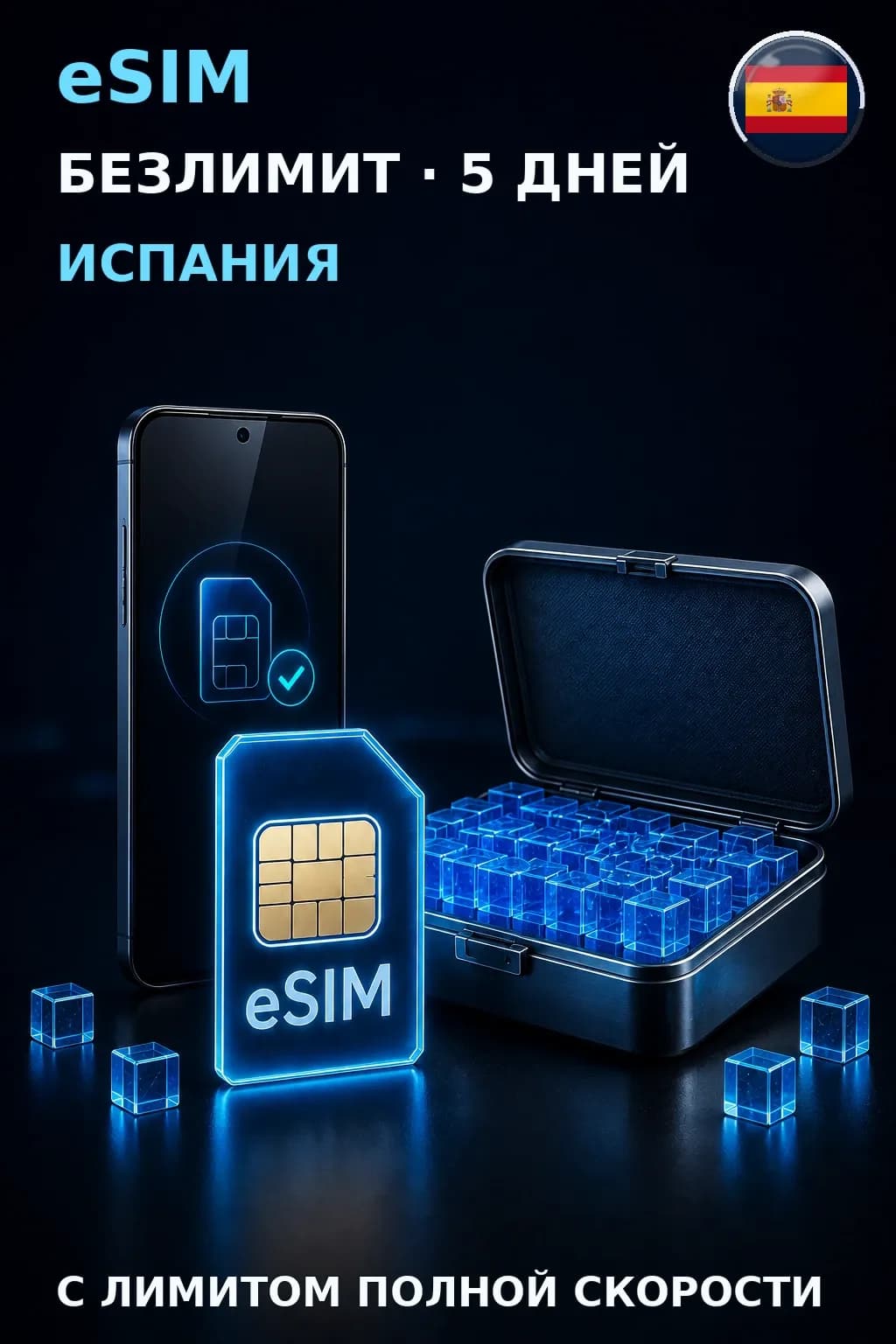 eSIM Испания — БЕЗЛИМИТ, 5 дней — интернет