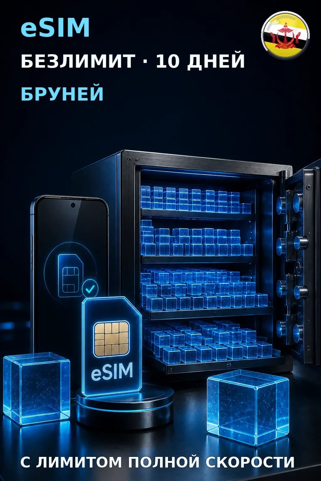 eSIM Бруней — БЕЗЛИМИТ, 10 дней — интернет