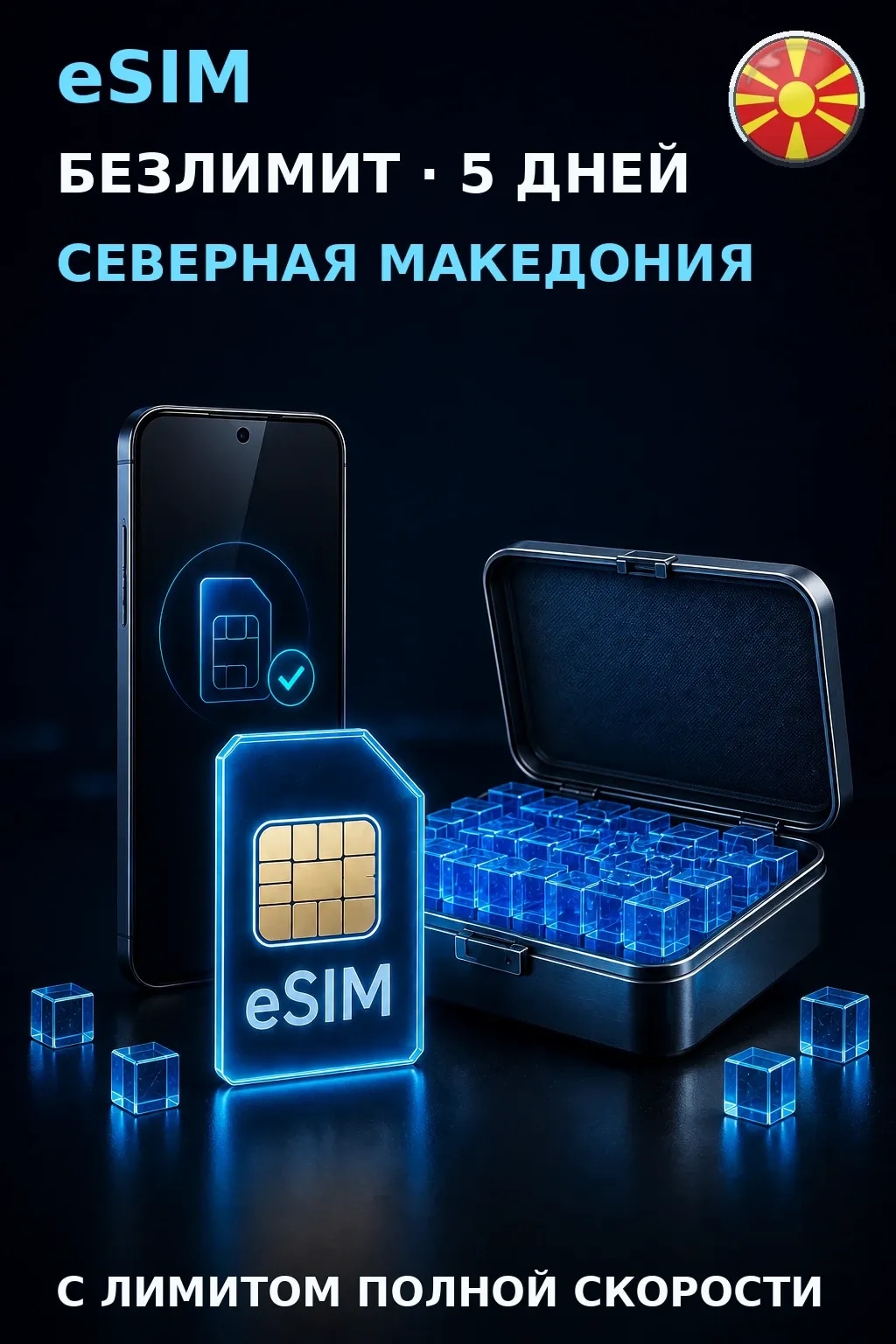 eSIM Северная Македония — БЕЗЛИМИТ, 5 дней — интернет