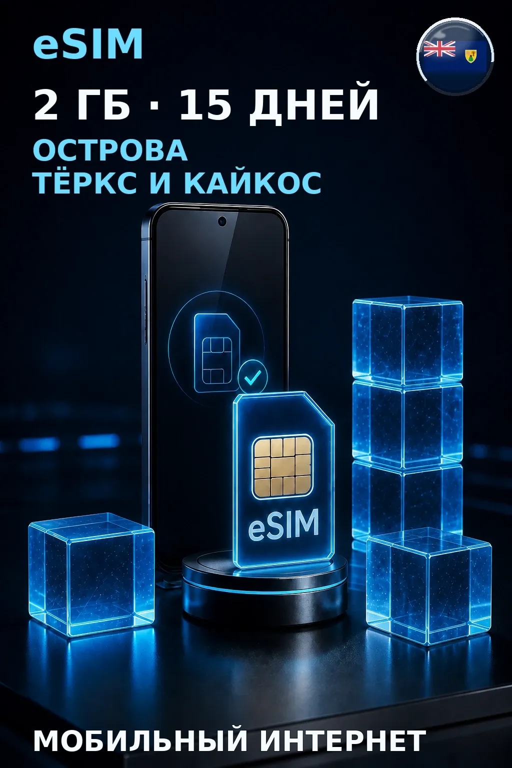 eSIM Острова Тёркс и Кайкос — 2 ГБ, 15 дней — интернет