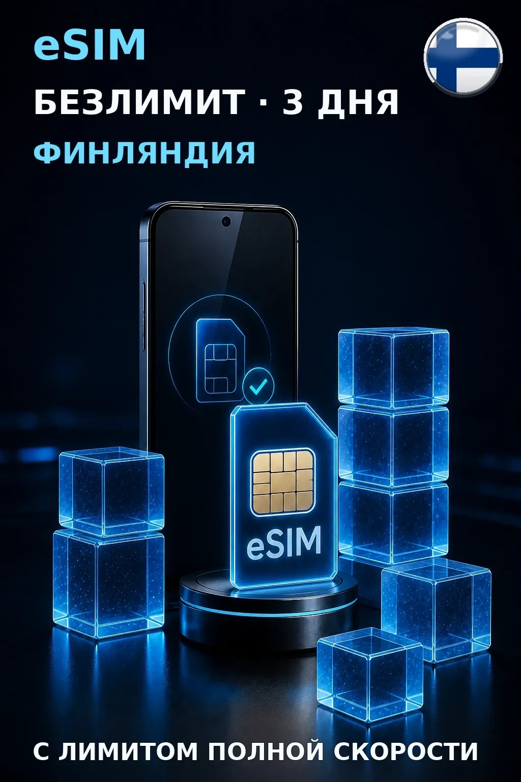 eSIM Финляндия — БЕЗЛИМИТ, 3 дня — интернет
