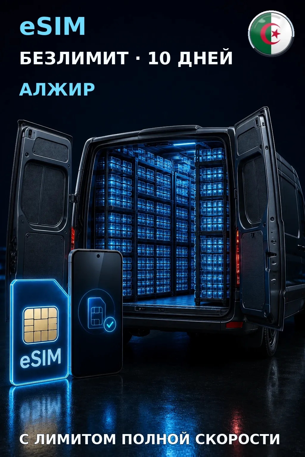 eSIM Алжир — БЕЗЛИМИТ, 10 дней — интернет
