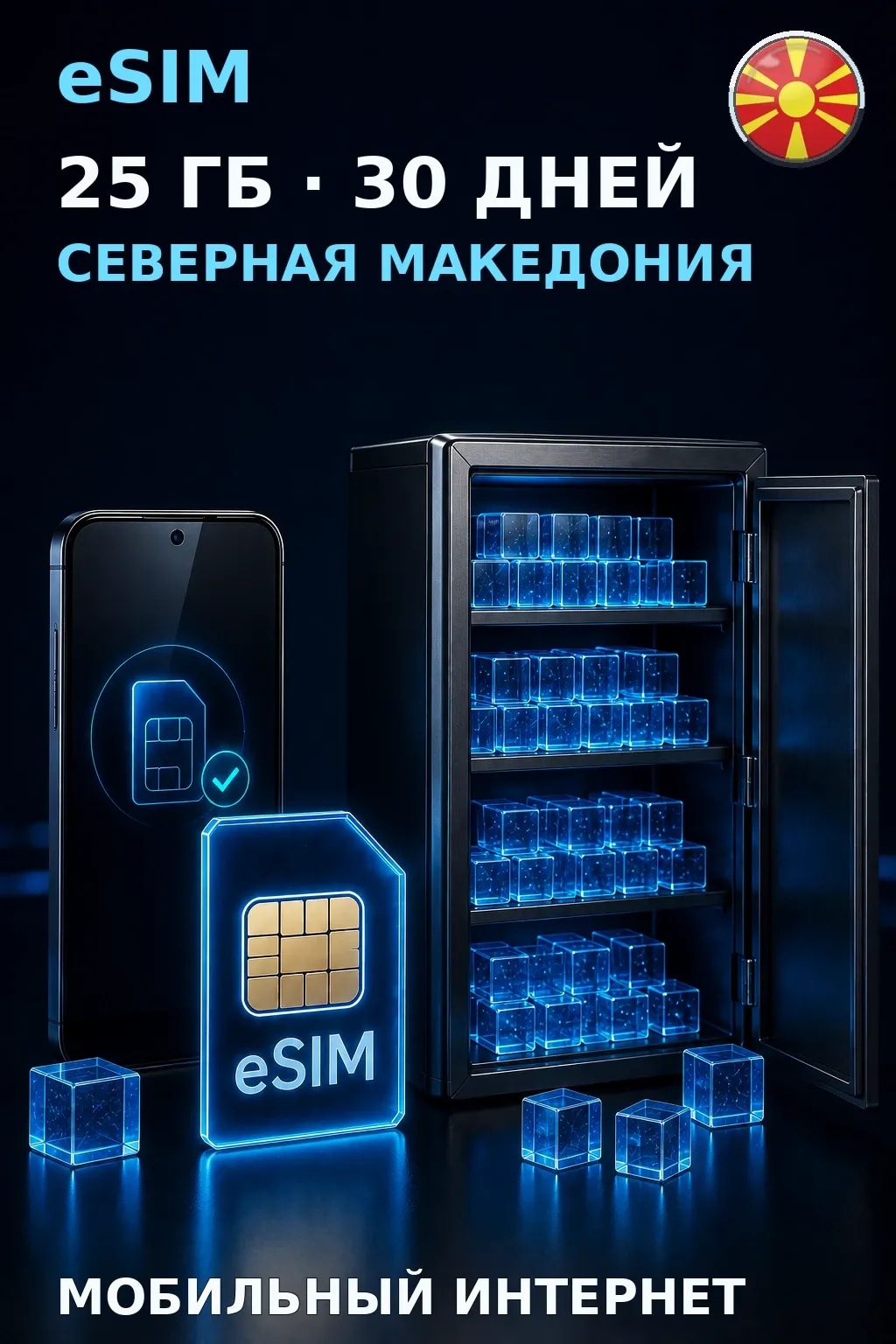 eSIM Северная Македония — 25 ГБ, 30 дней — интернет
