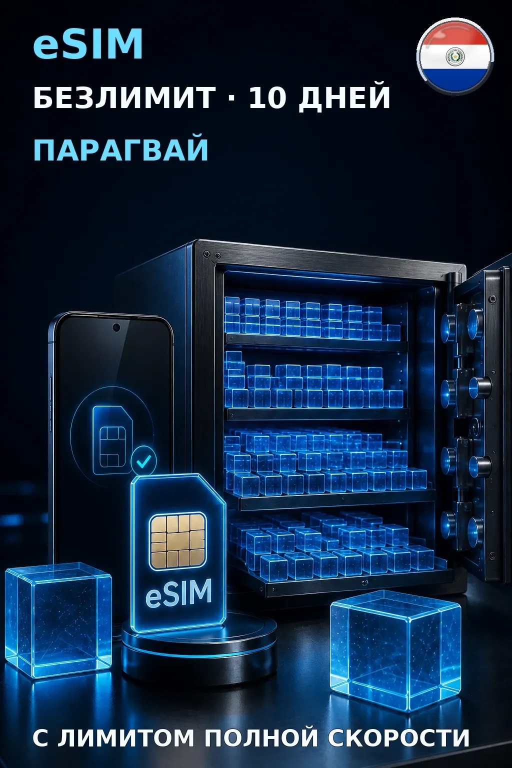 eSIM Парагвай — БЕЗЛИМИТ, 10 дней — интернет