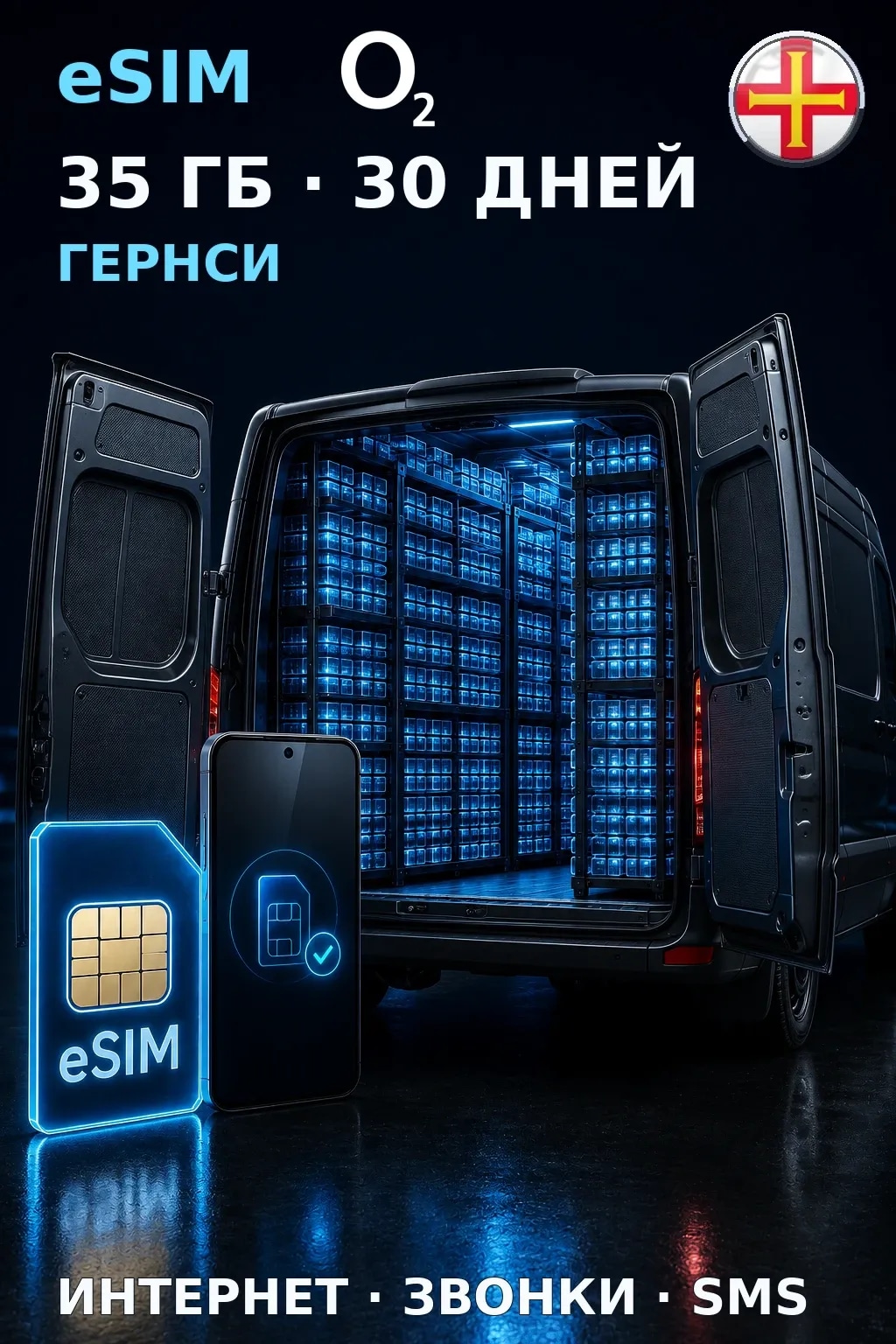 eSIM Гернси — 35 ГБ, 30 дней — интернет, звонки и SMS
