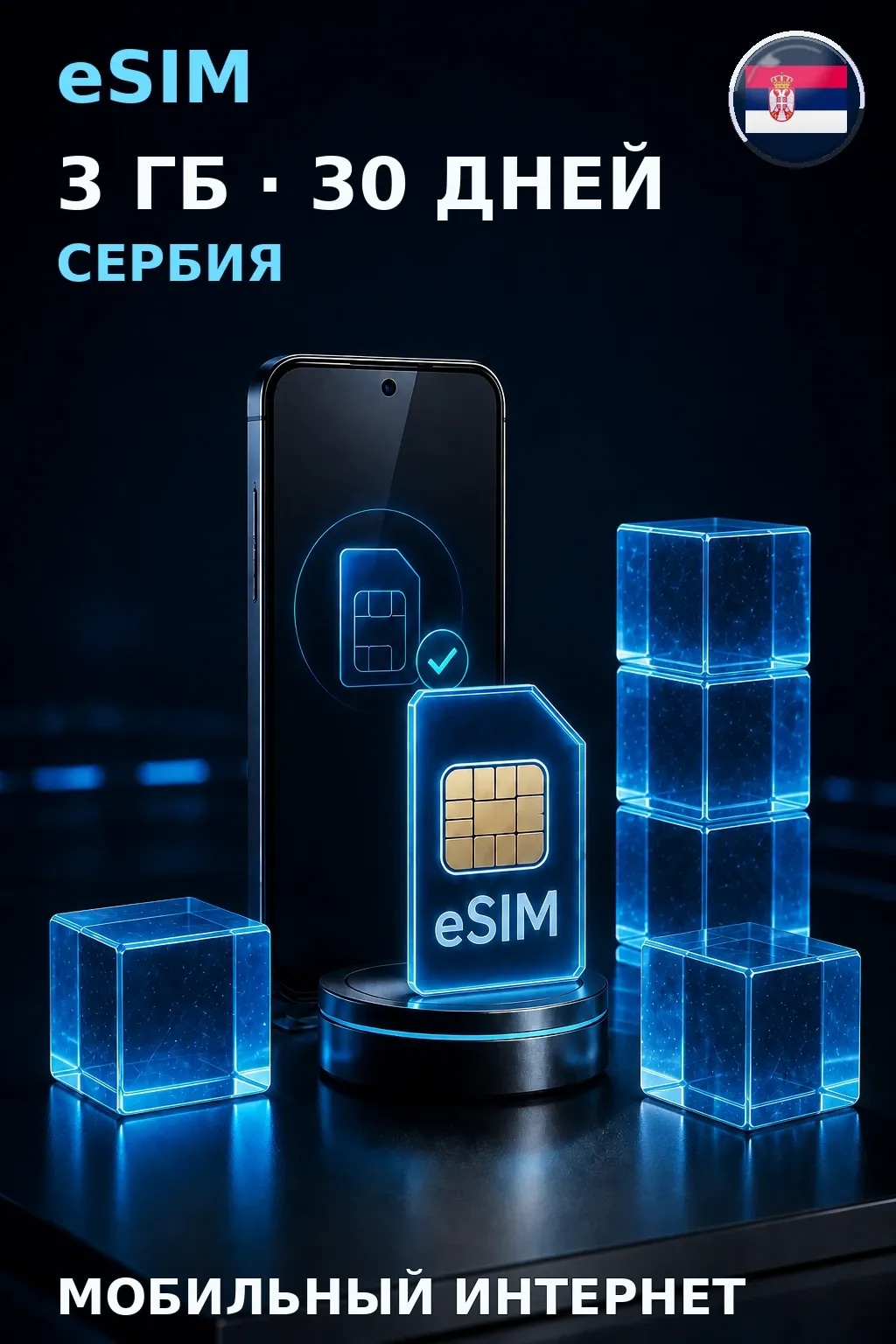 eSIM Сербия — 3 ГБ, 30 дней — интернет
